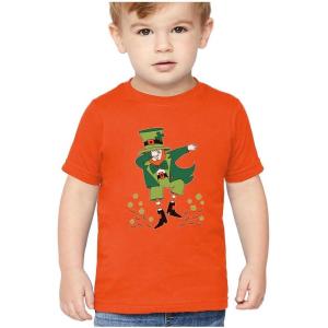 imageSt Patricks Day Shirt Clovers Dabbing Leprechaun Toddler Kids TShirtOrange