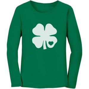 imageSt Patricks Day Shirt Women Teen Girls Irish Clover Heart Long Sleeve TshirtGreen