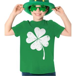 imageTstars Youth Kids St Patricks Day TShirt Lucky Irish Shamrock Clover Design for Boys and GirlsClover  Green