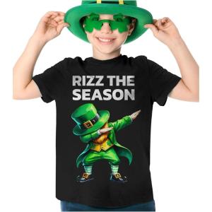 imageTstars Youth Kids St Patricks Day TShirt Lucky Irish Shamrock Clover Design for Boys and GirlsRizz  Black