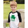 imageSt Patricks Day Raglan Shirt Irish Shamrock Clover Toddler Kids Baseball TShirtBlackWhite