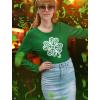 imageSt Patricks Day Shirt Women Teen Girls Irish Shamrock Clover Long Sleeve TShirtGreen