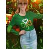 imageSt Patricks Day Shirt Women Teen Girls Irish Shamrock Heart Long Sleeve TShirt XXLarge Green