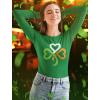 imageSt Patricks Day Shirt Women Teen Girls Irish Shamrock Heart Long Sleeve TShirt XXLarge Green