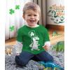 imageTstars Kids St Patricks Day TShirt  Dinosaur TRex ampamp Shamrock Clover  Digging Construction Boys ampamp Girls Toddler TeeTophat  Green