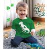 imageTstars Kids St Patricks Day TShirt  Dinosaur TRex ampamp Shamrock Clover  Digging Construction Boys ampamp Girls Toddler TeeTrex  Green