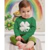 imageTstars St Patricks Day Baby Outfit  Lucky Shamrock Clover Long Sleeve Infant Bodysuit for Boys ampamp GirlsClover  Green