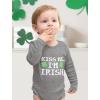 imageTstars St Patricks Day Baby Outfit  Lucky Shamrock Clover Long Sleeve Infant Bodysuit for Boys ampamp GirlsKiss Me  Gray