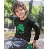 imageTstars St Patricks Day Boys Shirt  Lucky Irish Shamrock ampamp Clover Design  Long Sleeve Kids TeeBlack