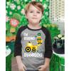 imageTstars Toddler Kids St Patricks Day 34 Sleeve Raglan TShirt with Dump Truck and Shamrock DesignDigging  Dark Gray