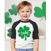 imageTstars Toddler Kids St Patricks Day 34 Sleeve Raglan TShirt with Dump Truck and Shamrock DesignLucky  BlackWhite