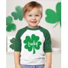 imageTstars Toddler Kids St Patricks Day 34 Sleeve Raglan TShirt with Dump Truck and Shamrock DesignLucky  GreenWhite