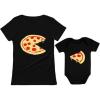 imagePizza Pie ampamp Slice Baby Bodysuit ampamp Womens TShirt Matching Set Mom ampamp Baby SetMom Pizza Black  Baby Black