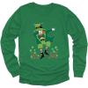 imageSt Patricks Day Irish Clover Dabbing Leprechaun Youth Kids Long Sleeve TShirtGreen
