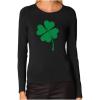imageSt Patricks Day Shirt Women Teen Girls Irish Four Leaf Clover Long Sleeve TshirtBlack