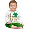 imageTstars St Patricks Day Baby Outfit  Lucky Shamrock Clover Long Sleeve Infant Bodysuit for Boys ampamp GirlsLove  White