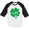 imageTstars Toddler Kids St Patricks Day 34 Sleeve Raglan TShirt with Dump Truck and Shamrock DesignLucky  BlackWhite