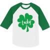 imageTstars Toddler Kids St Patricks Day 34 Sleeve Raglan TShirt with Dump Truck and Shamrock DesignLucky  GreenWhite