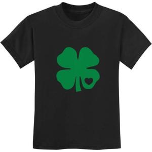 imageGreen Clover Heart St Patricks Irish Cute Shamrock Kids TShirtBlack