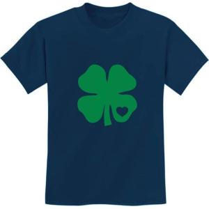 imageGreen Clover Heart St Patricks Irish Cute Shamrock Kids TShirtNavy