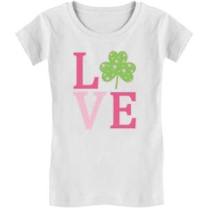imageIrish Shamrock Love St Patricks Girls Shirt Pattys Day Toddler Fitted TShirtLove  White