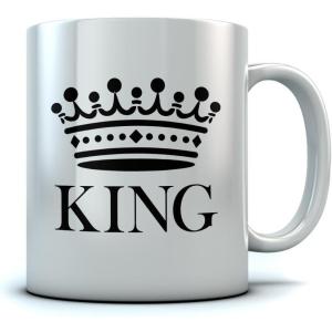 imageKING Crown Coffee Mug Valentines Day GiftWedding GiftCouples Gift Tea Mug 15 Ounce WhiteWhite