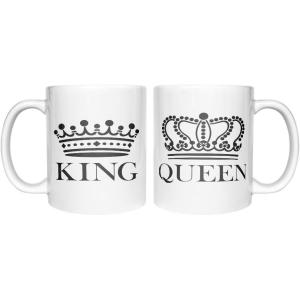 imageKing And Queen Coffee Mug King 15 Ounce White Queen 15 Ounce White