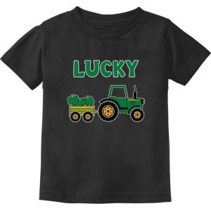 imageLucky Clover Irish Tractor St Patricks Day Toddler Infant Kids TShirtBlack