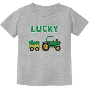 imageLucky Clover Irish Tractor St Patricks Day Toddler Infant Kids TShirtGray