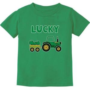 imageLucky Clover Irish Tractor St Patricks Day Toddler Infant Kids TShirtGreen