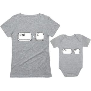 imageMom ampamp Baby GirlBoy Copy Paste Matching Set Women TShirt ampamp Baby BodysuitMom Gray  Baby Gray