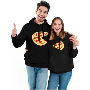 imageThe Missing Piece Pizza Matching Hoodies for Couples His and Hers Hoodie SetMens Black  Women Black