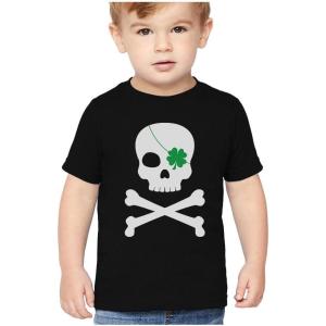 imageToddler St Patricks Day Shirt Pirate Irish Shamrock Clover Kids TShirtBlack