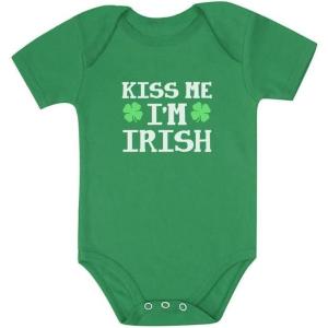 imageTstars First St Patricks Day Outfit  Irish Lucky Clover Short Sleeve Bodysuit for Baby Boys ampamp GirlsKiss Me  Green