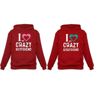 imageTstars Girlfriend ampamp Boyfriend Valentines Day Gift Funny Matching Couples HoodiesWoman Red  Man Red