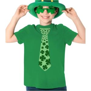 imageTstars Lucky Shamrock Clover Tie TShirt St Patricks Day Tee for Toddler ampamp Youth Boys ampamp GirlsGreen