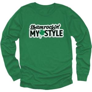 imageTstars St Patricks Day Boys Shirt  Lucky Irish Shamrock ampamp Clover Design  Long Sleeve Kids TeeShamrockin  Green