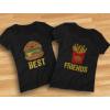 imageBest Friends Set BFF Shirt Set Burger ampamp Fries JunkFood Matching Women TShirtsBurger Black  Fries Black