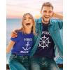 imageFunny Captain ampamp First Mate Nautical Sailing Matching TShirts Set Couples GiftCaptain Navy  First Mate Blue