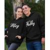 imageTstars Hubby ampamp Wifey Matching Couple Hoodie His ampamp Hers Gift for Husband and WifeHubbey Black  Wifey Black