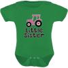 imageTeeStars  Gift for Little Sister Cute Pink Tractor Baby Girl Baby BodysuitGreen