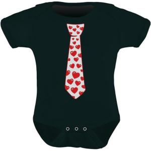 imageBaby Valentines Day Outfit Boy Girl Red Hearts Tie Infant BodysuitBlack