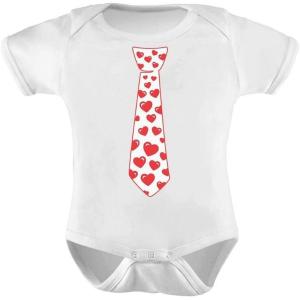 imageBaby Valentines Day Outfit Boy Girl Red Hearts Tie Infant BodysuitWhite