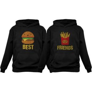 imageBest Friends Set BFF Hoodies Set Burger ampamp Fries JunkFood Matching Couple HoodieBurger Black  Fries Black