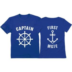 imageFunny Captain ampamp First Mate Nautical Sailing Matching TShirts Set Couples GiftCaptain Blue  First Mate Blue