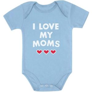 imageI Love My Moms  Gay Pride Infant Valentines Baby BodysuitAqua