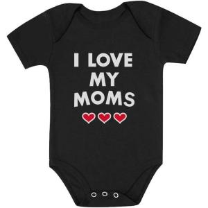 imageI Love My Moms  Gay Pride Infant Valentines Baby BodysuitBlack