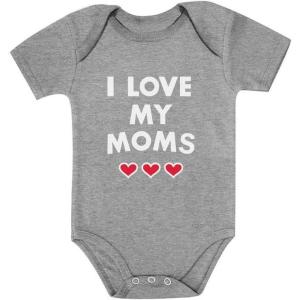 imageI Love My Moms  Gay Pride Infant Valentines Baby BodysuitGray