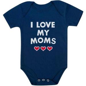 imageI Love My Moms  Gay Pride Infant Valentines Baby BodysuitNavy