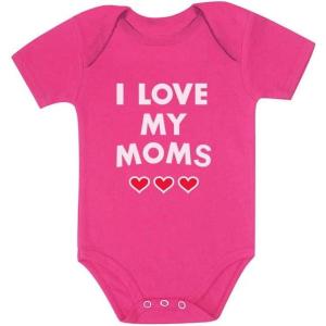 imageI Love My Moms  Gay Pride Infant Valentines Baby BodysuitWow Pink